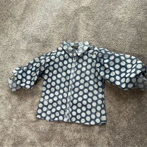 Gracia Blue and White Polka Dot Blouse